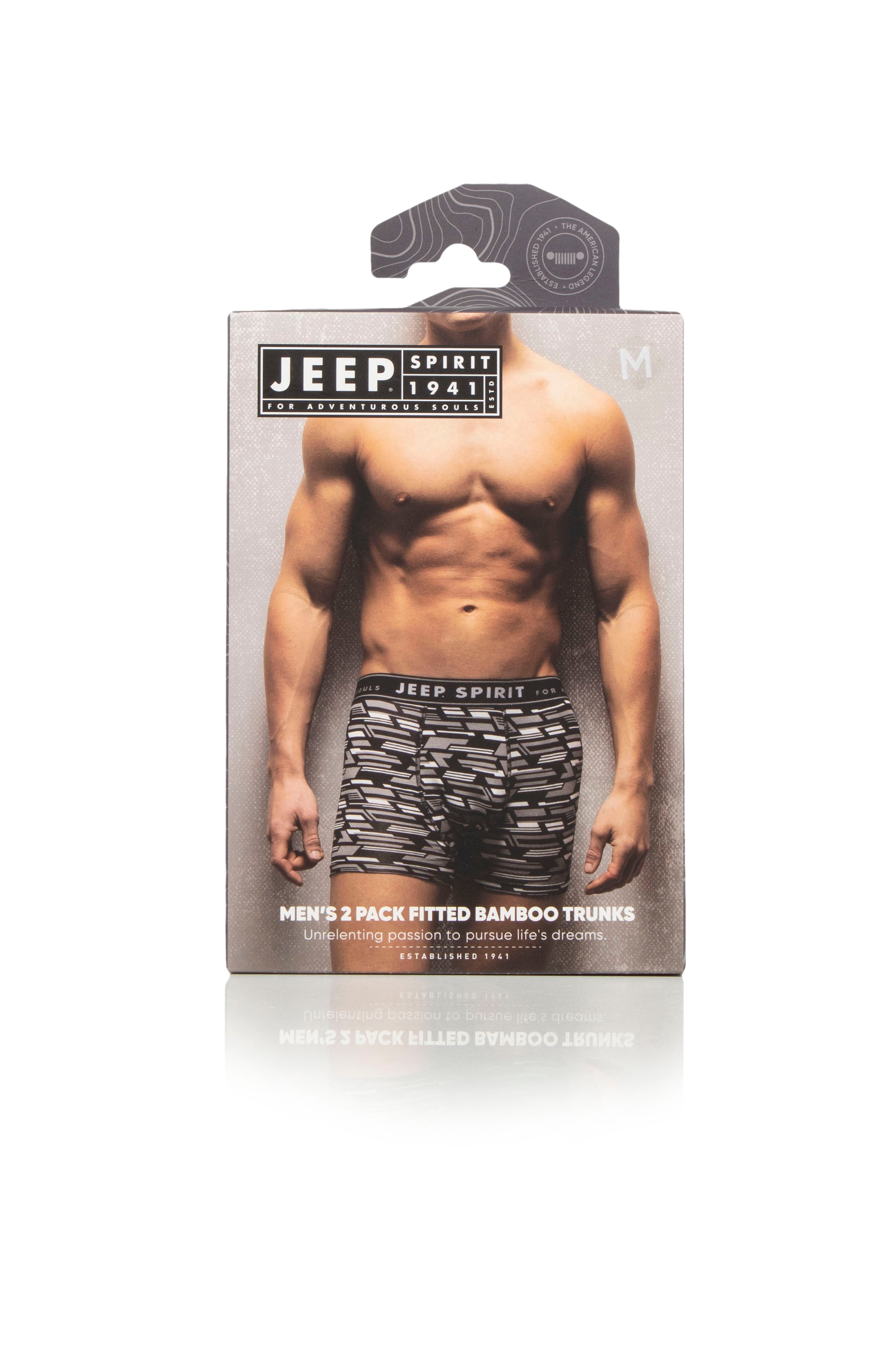 Jeep 2 Pack Men's Camo Print Bamboo Boxers - Fitted Trunks