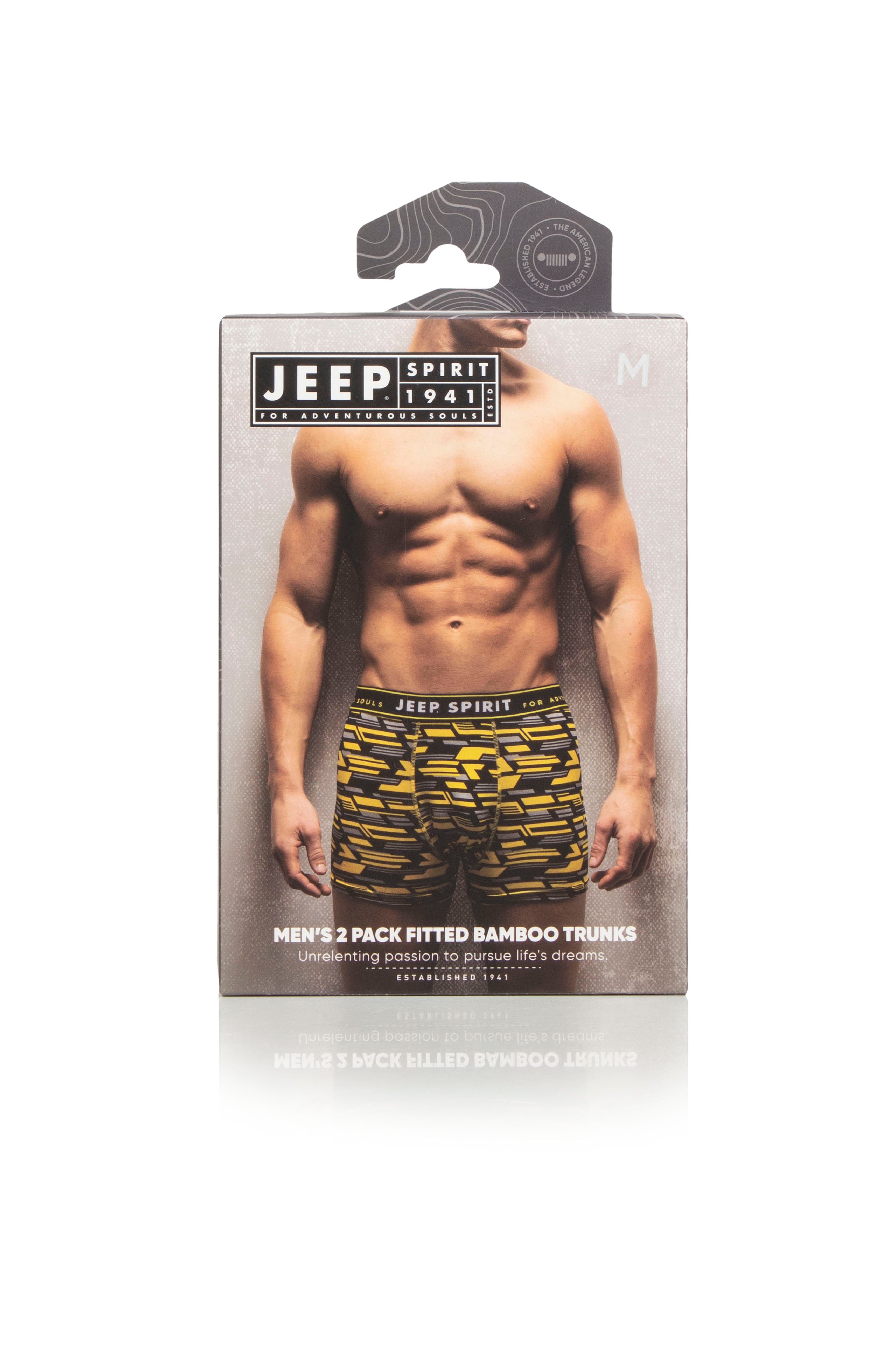 Jeep 2 Pack Men's Camo Print Bamboo Boxers - Fitted Trunks