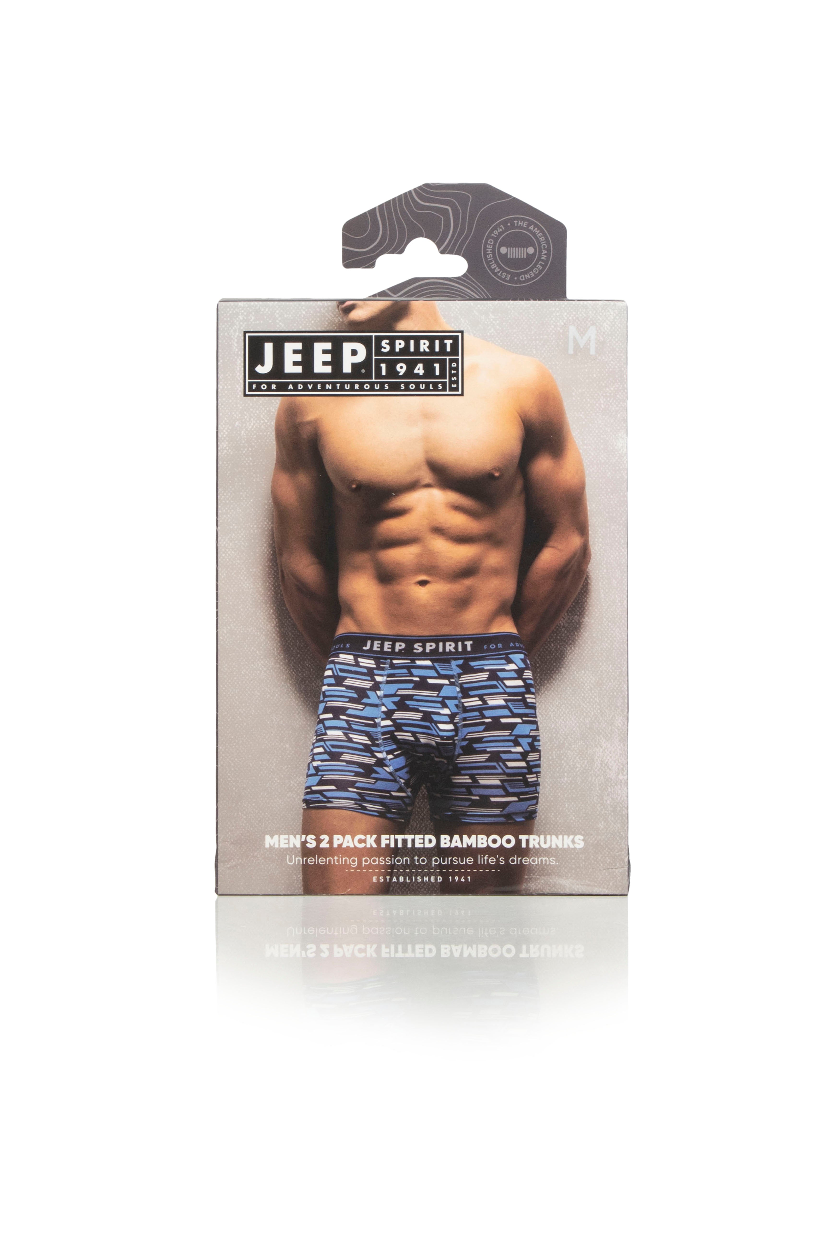 Jeep 2 Pack Men's Camo Print Bamboo Boxers - Fitted Trunks