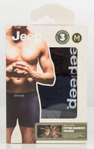 Jeep 3 Pack Mens Soft Natural Bamboo Comfortable Fitted Trunks - Black/Navy/Charcoal