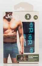 Jeep 3 Pack Mens Soft Natural Bamboo Comfortable Fitted Trunks - Navy Stripes