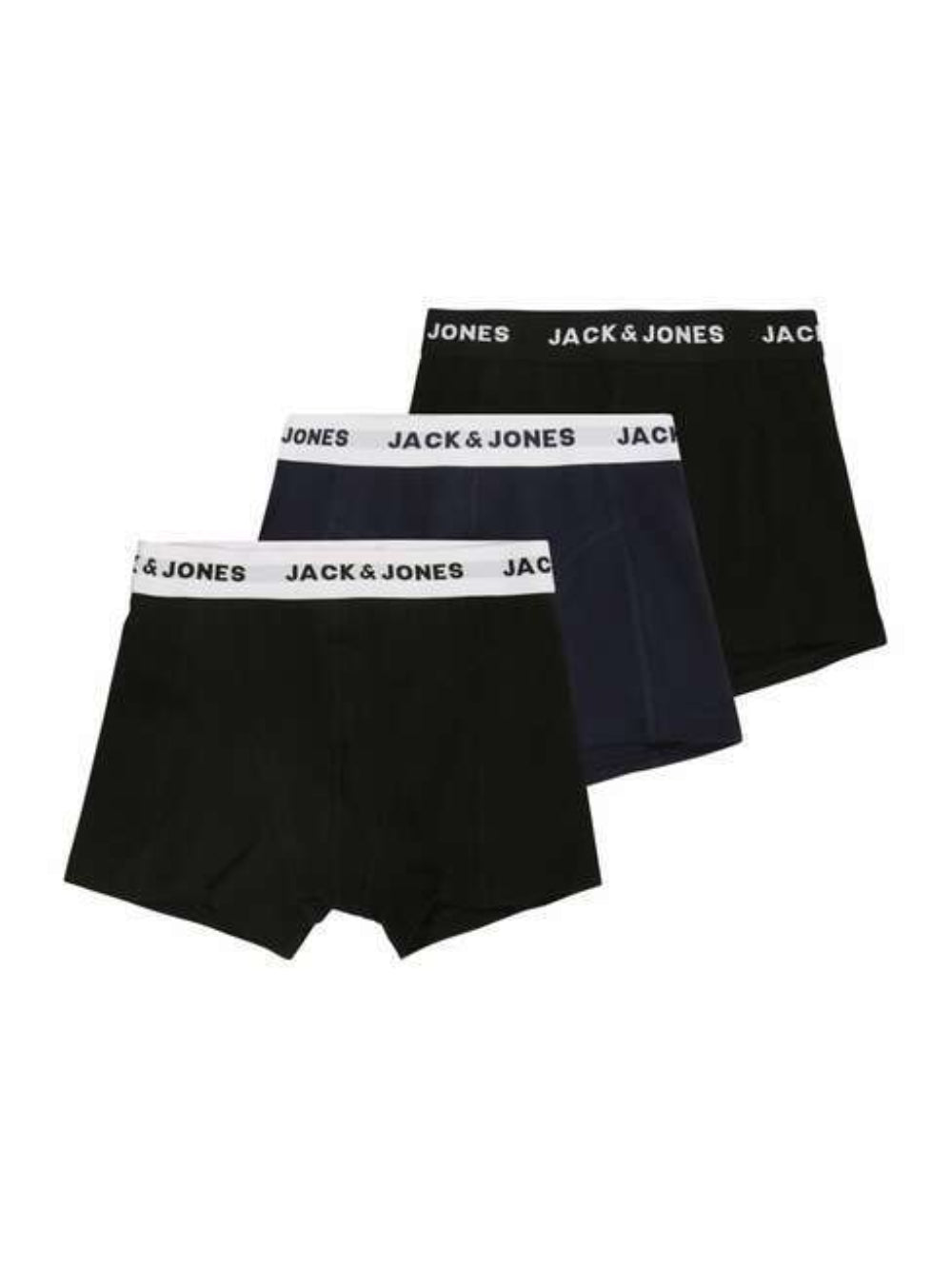 Jack & Jones Cotton Stretch Jacbasic Junior Trunks 3 Pack - Black