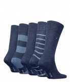 Tommy Hilfiger Men Socks 5 Pack Gift Box - Mouline Stripe (Jeans)