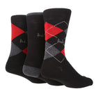 Pringle - 3 Pair Men's Waverley Argyle Patterned- Soft Cotton Rich Socks - Red/Black