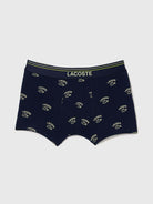 Lacoste 1 Pack All-Over Print Stretch Cotton Trunks - Navy Blue / Yellow