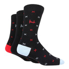 Pringle 3 Pair Bamboo Jacquard Socks - Black With Red/Blue X