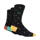 Pringle 3 Pair Bamboo Jacquard Socks - Black With Green/Brown/Orange X