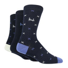 Pringle 3 Pair Bamboo Jacquard Socks - Navy with Blue X