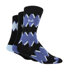 Pringle 3 Pair Bamboo Jacquard Socks -Black With Blue Zig Zag Stripes