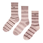 Pringle 3 Pair Men's Bamboo Rib Leisure Socks - Beige/Brown Stripes