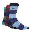 Pringle 3 Pair Men's Bamboo Rib Leisure Socks - Blue / Navy Stripes