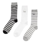 Pringle 3 Pair Men's Bamboo Rib Leisure Socks - Grey with Black/White Stripes