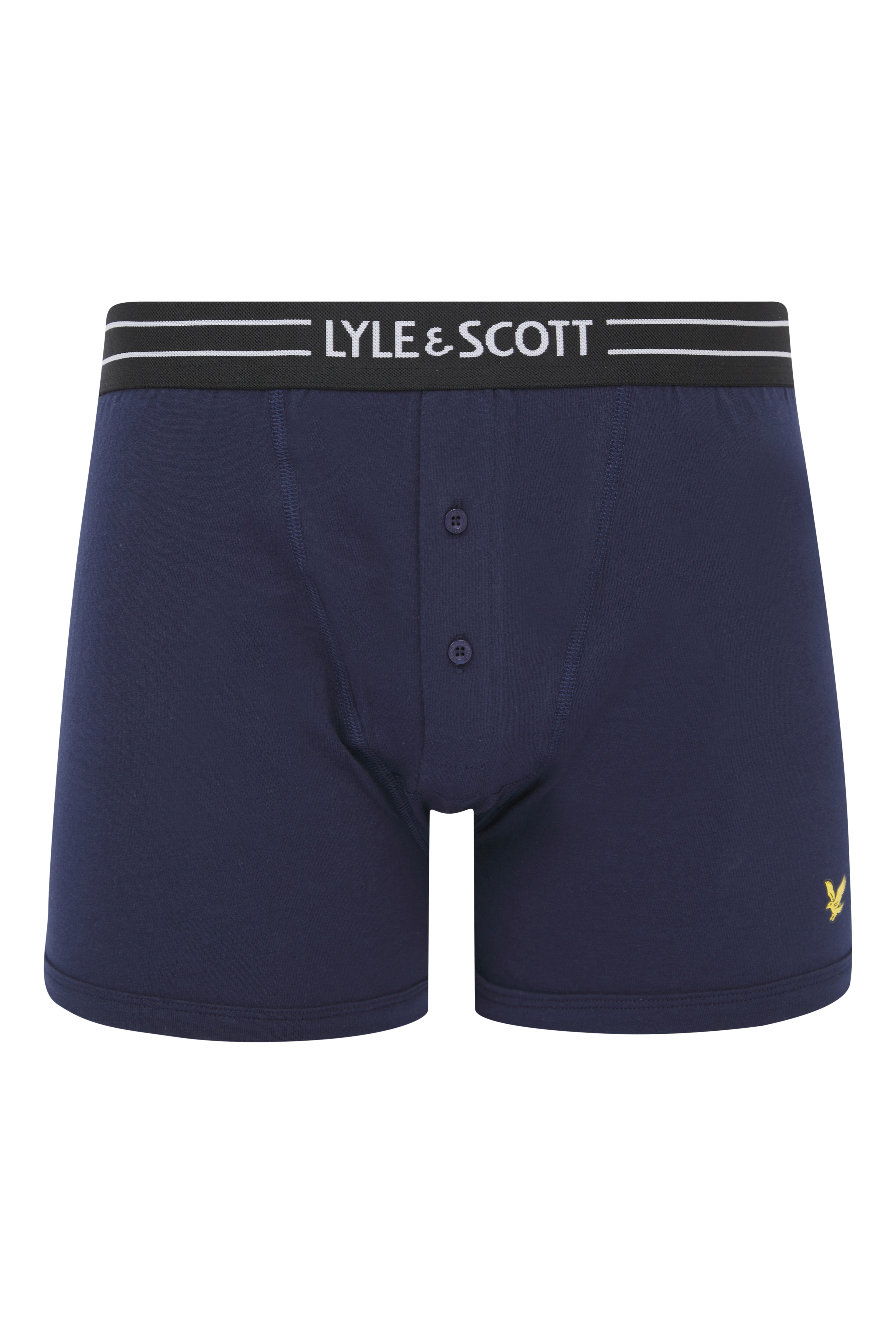 Lyle & Scott 3 Pack Lewis Men's Button Fly Boxer Trunks - White/Peacoat/Grey Marl