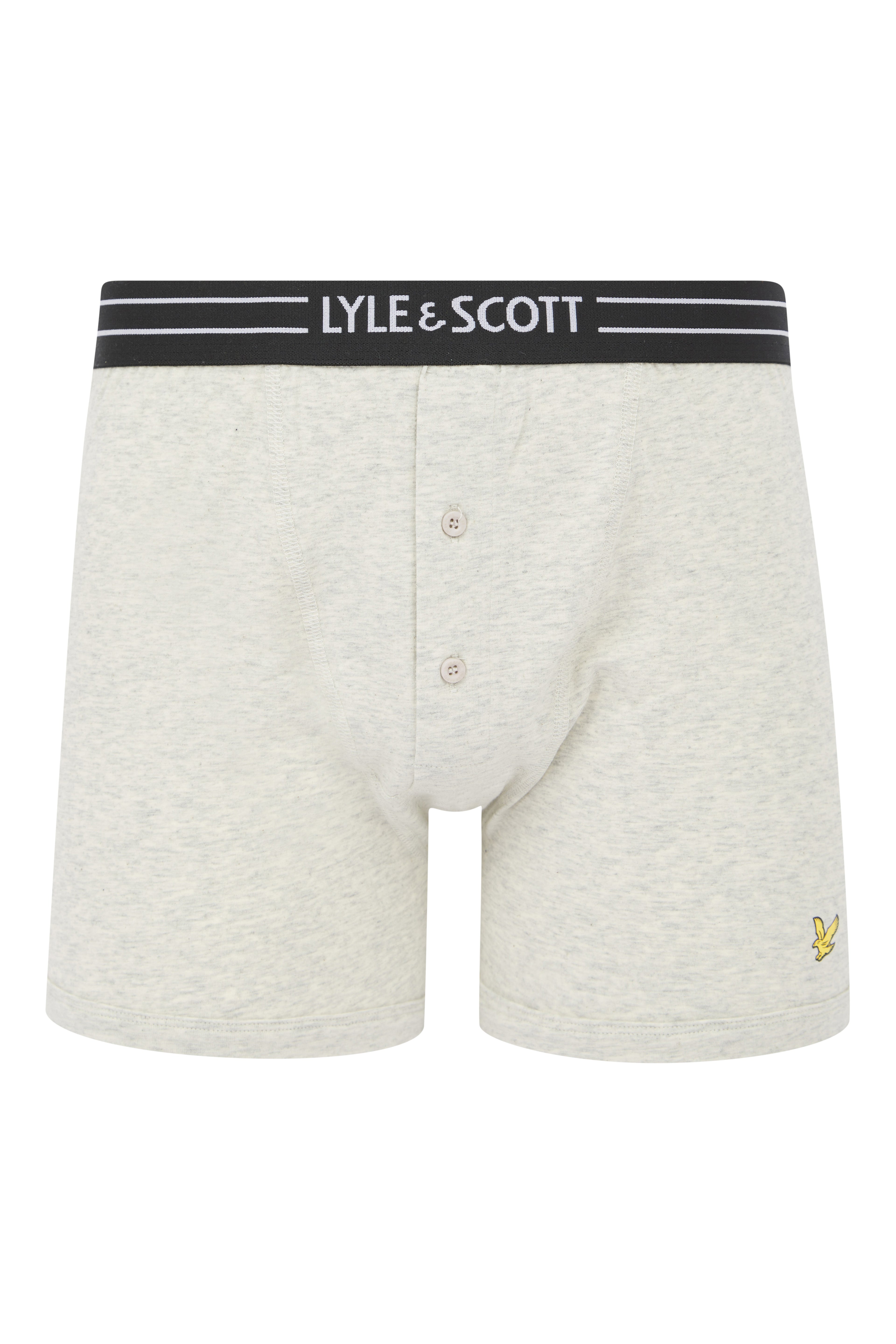 Lyle & Scott 3 Pack Lewis Men's Button Fly Boxer Trunks - White/Peacoat/Grey Marl