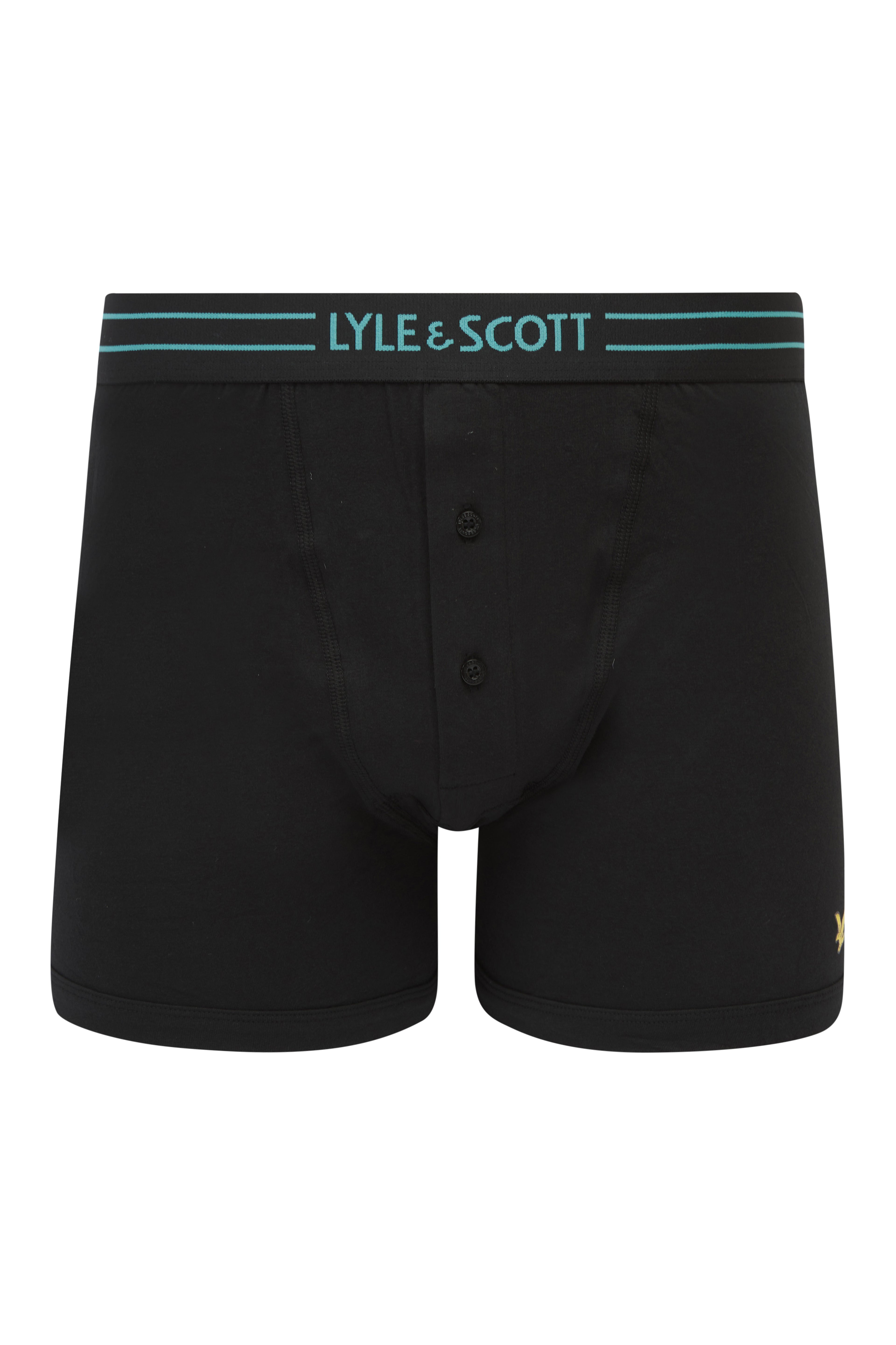 Lyle & Scott 3 Pack Lewis Men's Button Fly Boxer Trunks - Black Coloured Logo