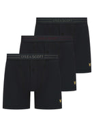 Lyle & Scott 3 Pack Lewis Men's Button Fly Boxer Briefs - Black Multi