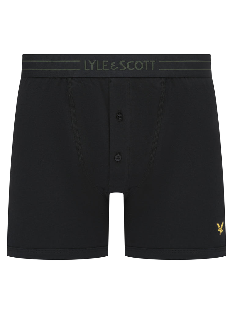 Lyle & Scott 3 Pack Lewis Men's Button Fly Boxer Briefs - Black Multi