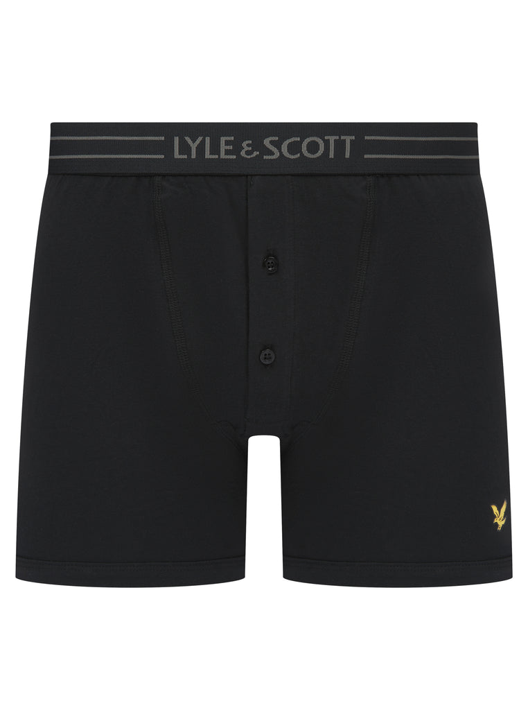 Lyle & Scott 3 Pack Lewis Men's Button Fly Boxer Briefs - Black Multi