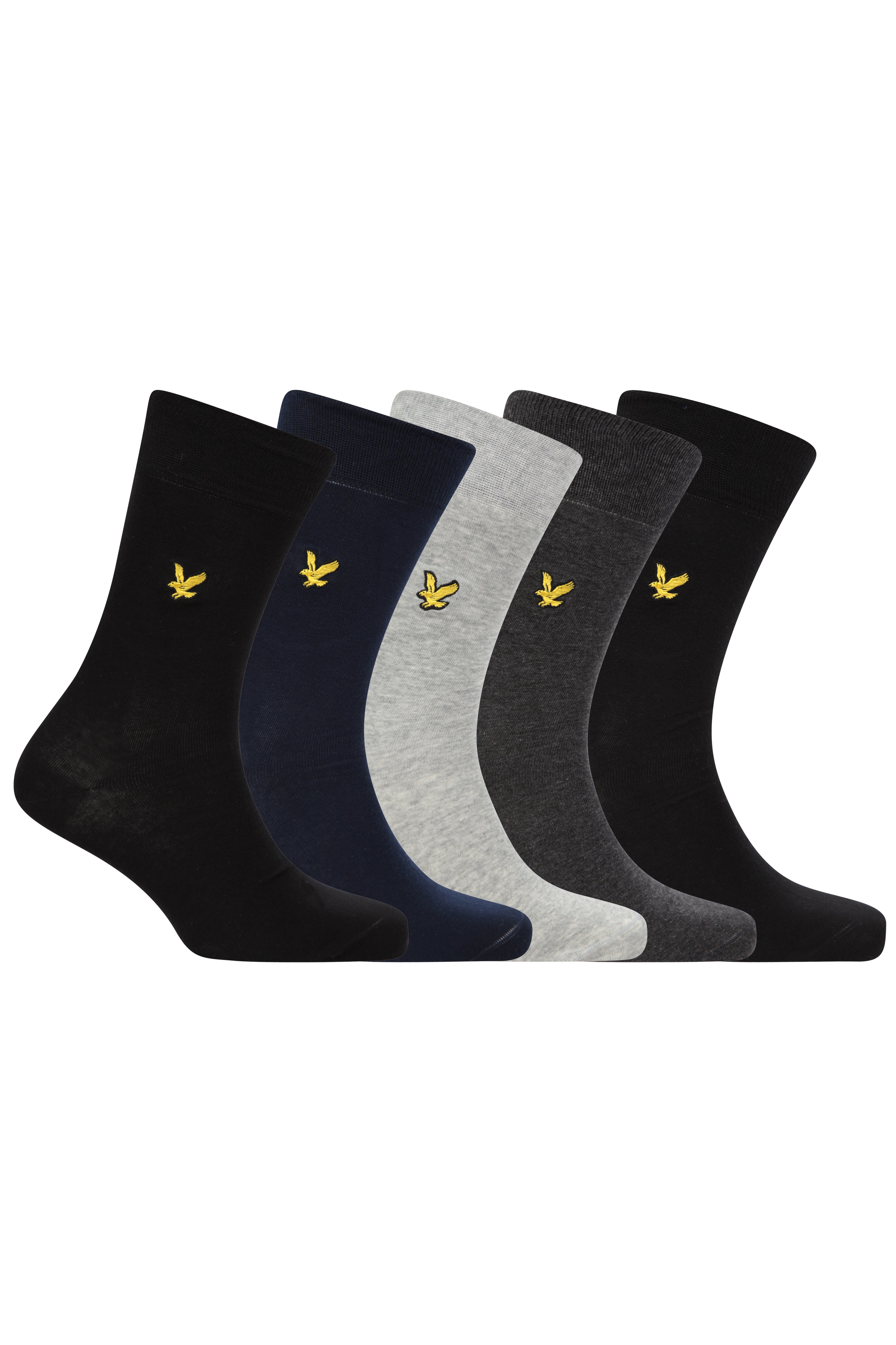 Lyle & Scott 5 Pack Dress Socks - Black/Peacoat/Grey/