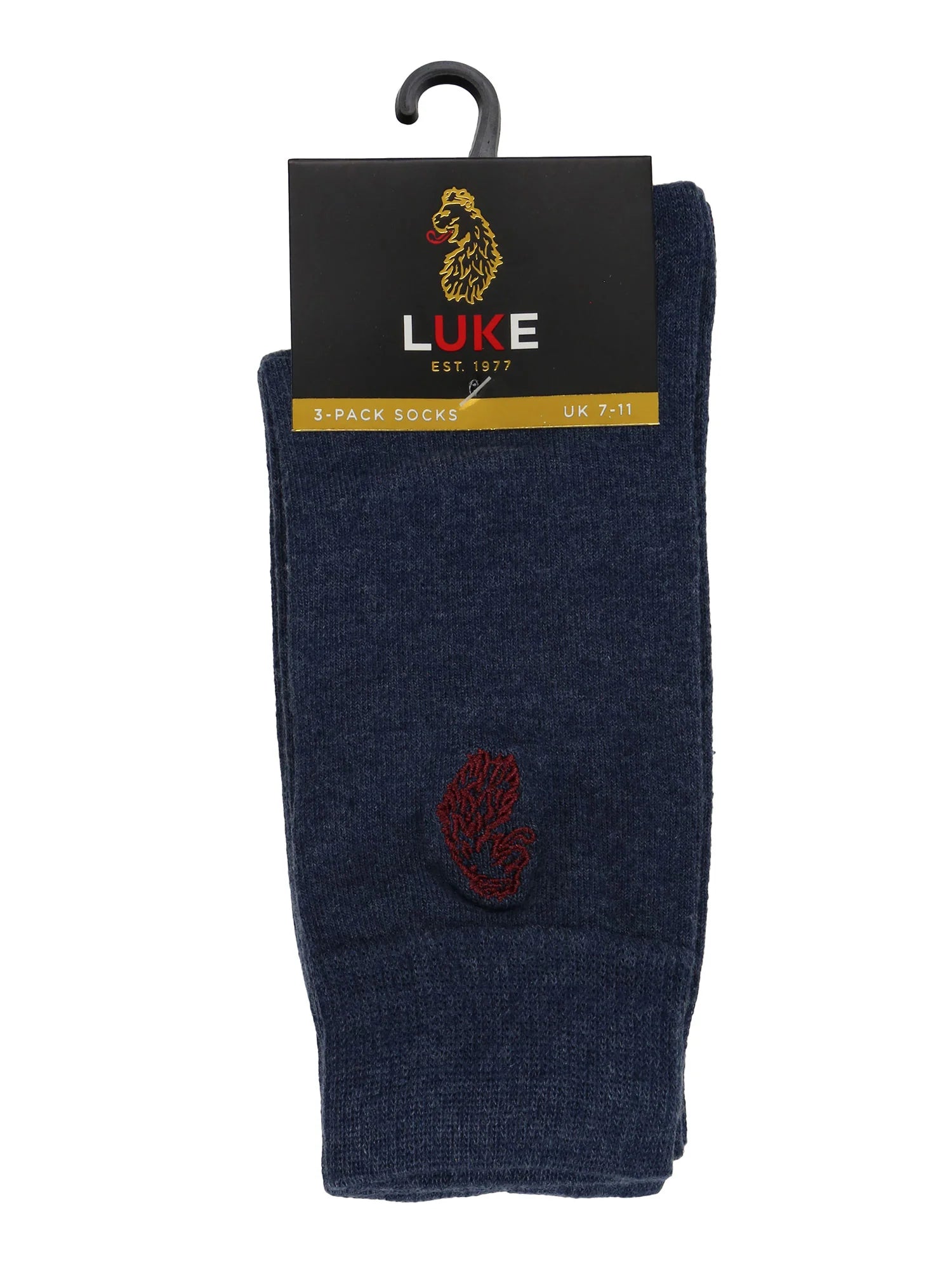 Luke Antiki 3 Pack Socks - Steel Blue ( Size 7-11 )