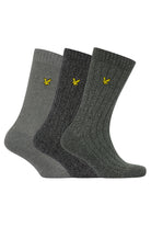 Lyle & Scott 3 Pack Mcgill Premium Winter Socks - Climbing Ivy/Grey Marl/Black