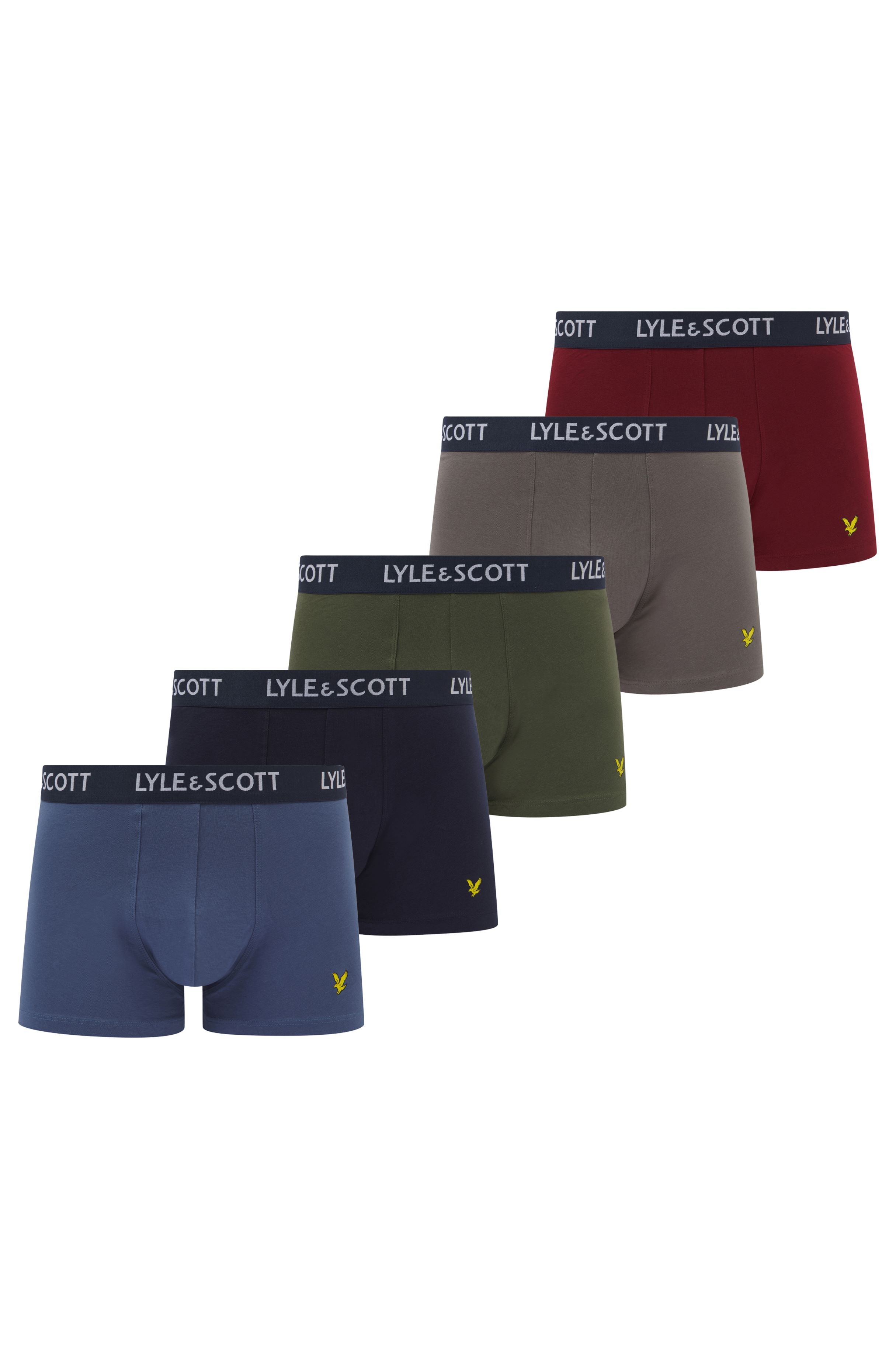 Lyle & Scott Men's - 5 Pack Miller Trunks - Peacoat/Ruby Wine/Grey/Blue/Beetle