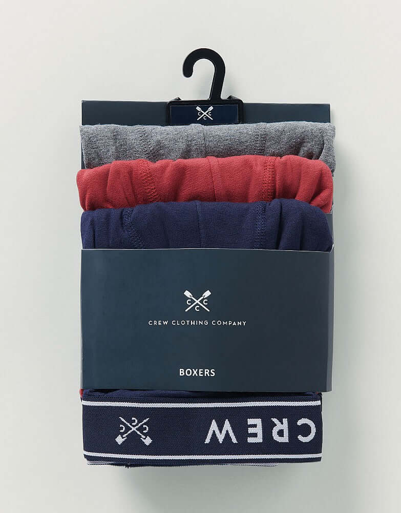 Crew Clothing Cotton 3 Pack Cotton Jersey Boxers - Navy/Red/Grey