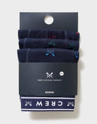 Crew Clothing Cotton Boxers, Pack of 3, Navy Blue Trunks