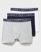 Crew Clothing Cotton 3 Pack Cotton Jersey Boxers - Grey/Navy/White