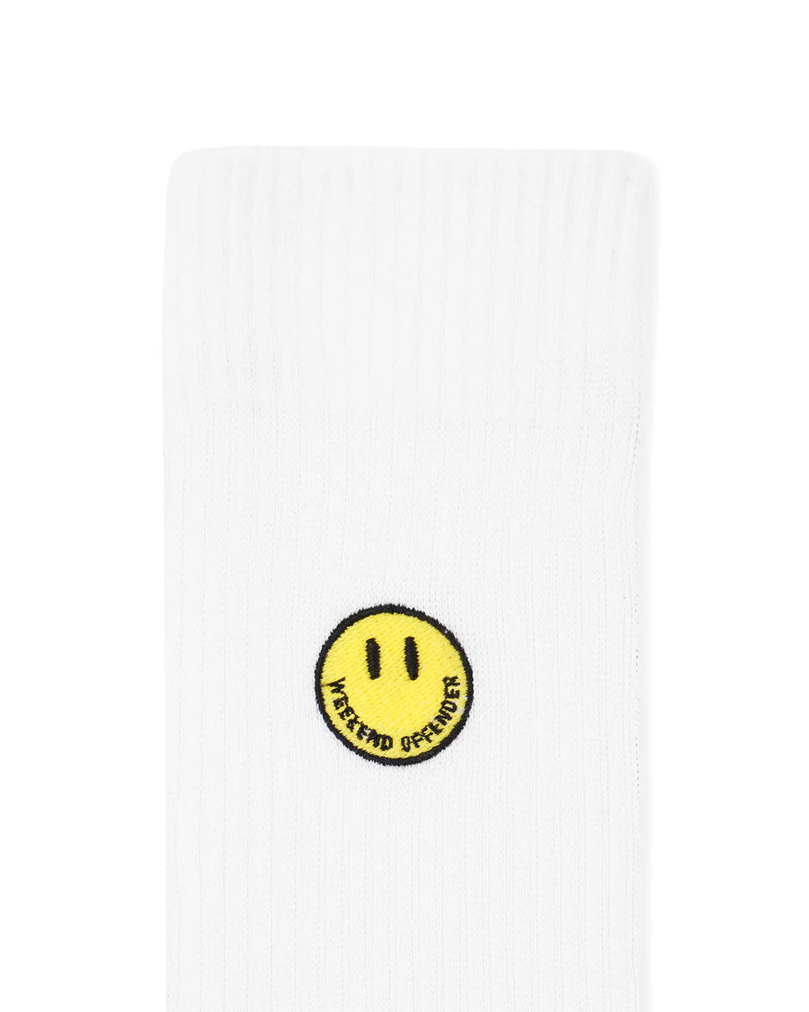 Weekend Offender - Smiley Sports Socks White (3 PAIR PACK)