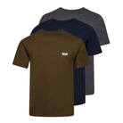 DKNY Giants 3 Pack Cotton T-Shirts in Khaki/Charcoal/Navy