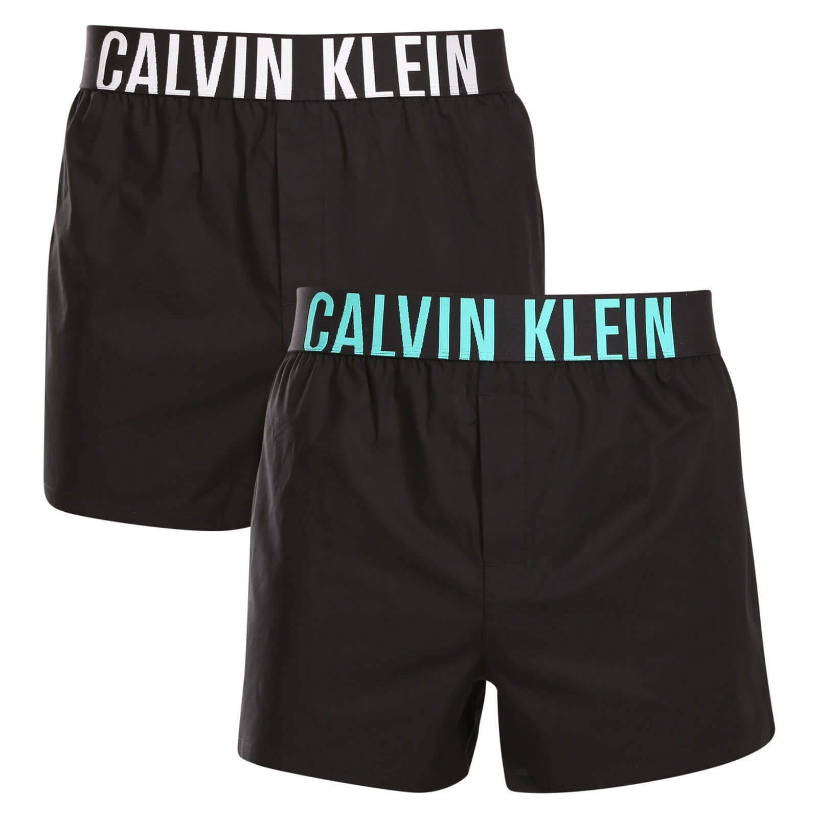 Calvin Klein 2 Pack Slim Fit Woven Boxers, Intense Power Black