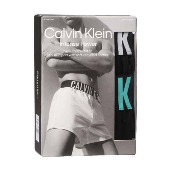 Calvin Klein 2 Pack Slim Fit Woven Boxers, Intense Power Black