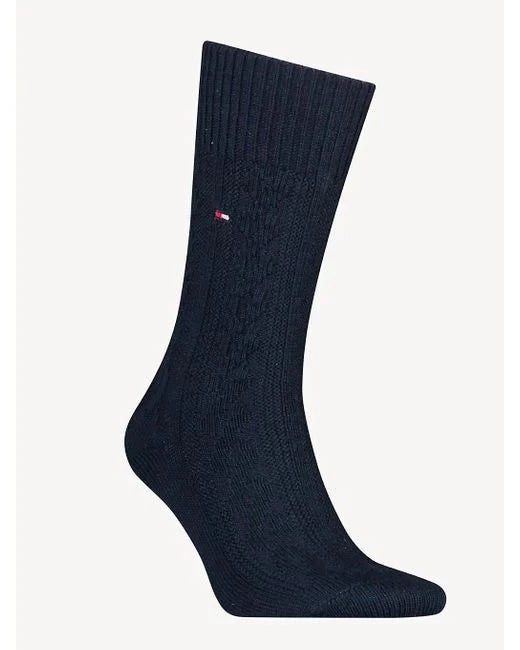 Tommy Hilfiger Cable Wool Men Sock - 1 Pack (Navy)