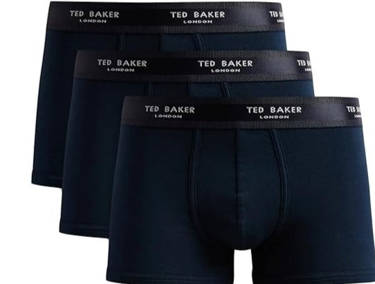 Ted Baker 3 Pack Fashion Cotton Stretch Solid Trunks - Navy