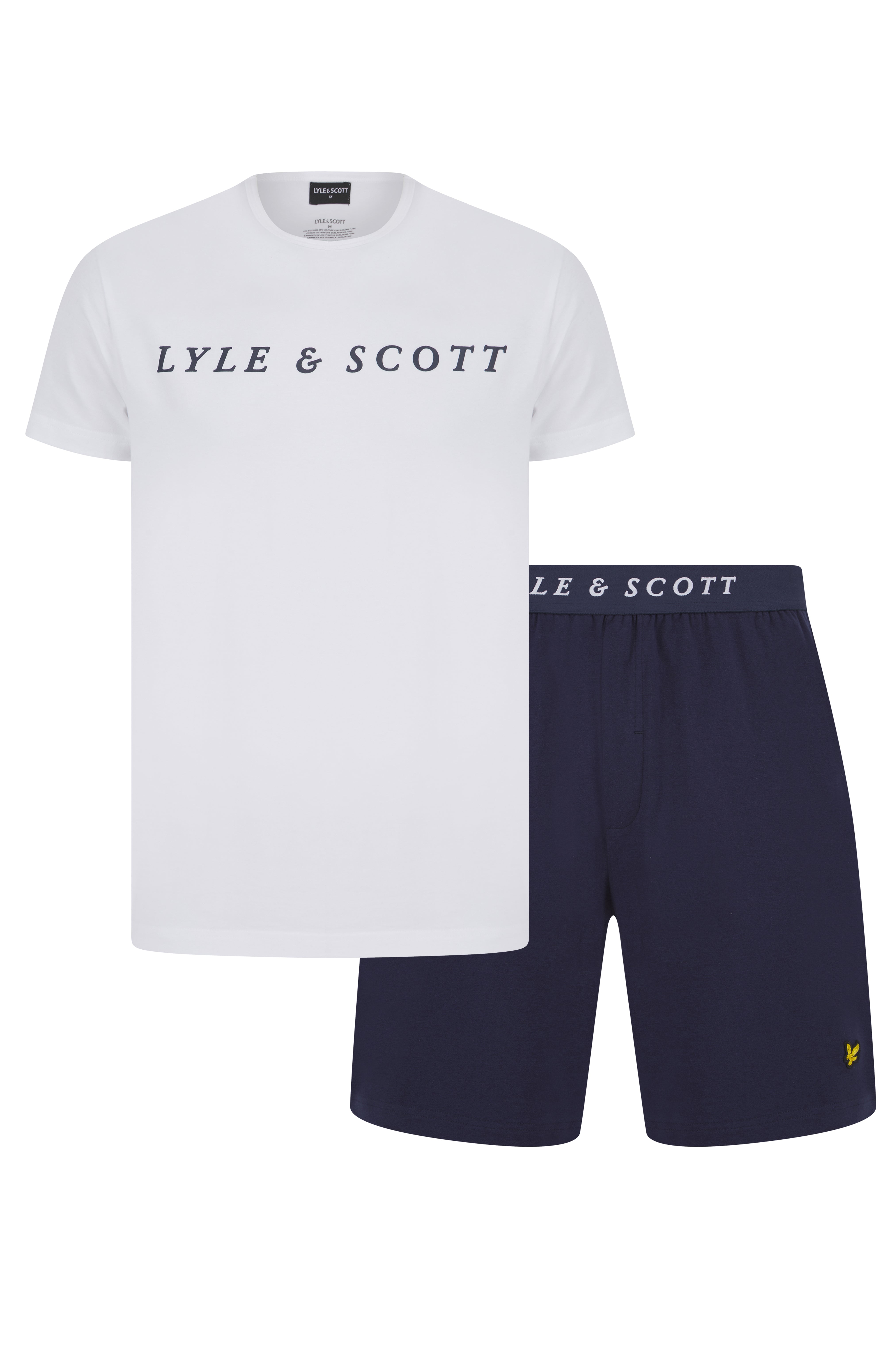 Lyle & Scott Oakley Shorts Lounge Set - Bright White / Peacoat