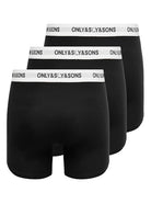 Only & Sons Onsfitz 3 Pack Solid Cotton Stretch Boxer - Black