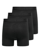 Only & Sons Onsfitz 3 Pack Solid Cotton Stretch Boxer - All Black