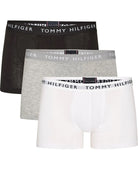 Tommy Hilfiger 3- Pack Essential Logo Waistband Trunks - White/Heather Grey/Black