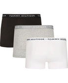 Tommy Hilfiger 3- Pack Essential Logo Waistband Trunks - White/Heather Grey/Black