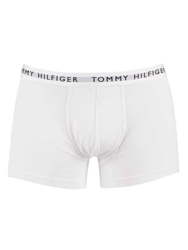 Tommy Hilfiger 3- Pack Essential Logo Waistband Trunks - White/Heather Grey/Black