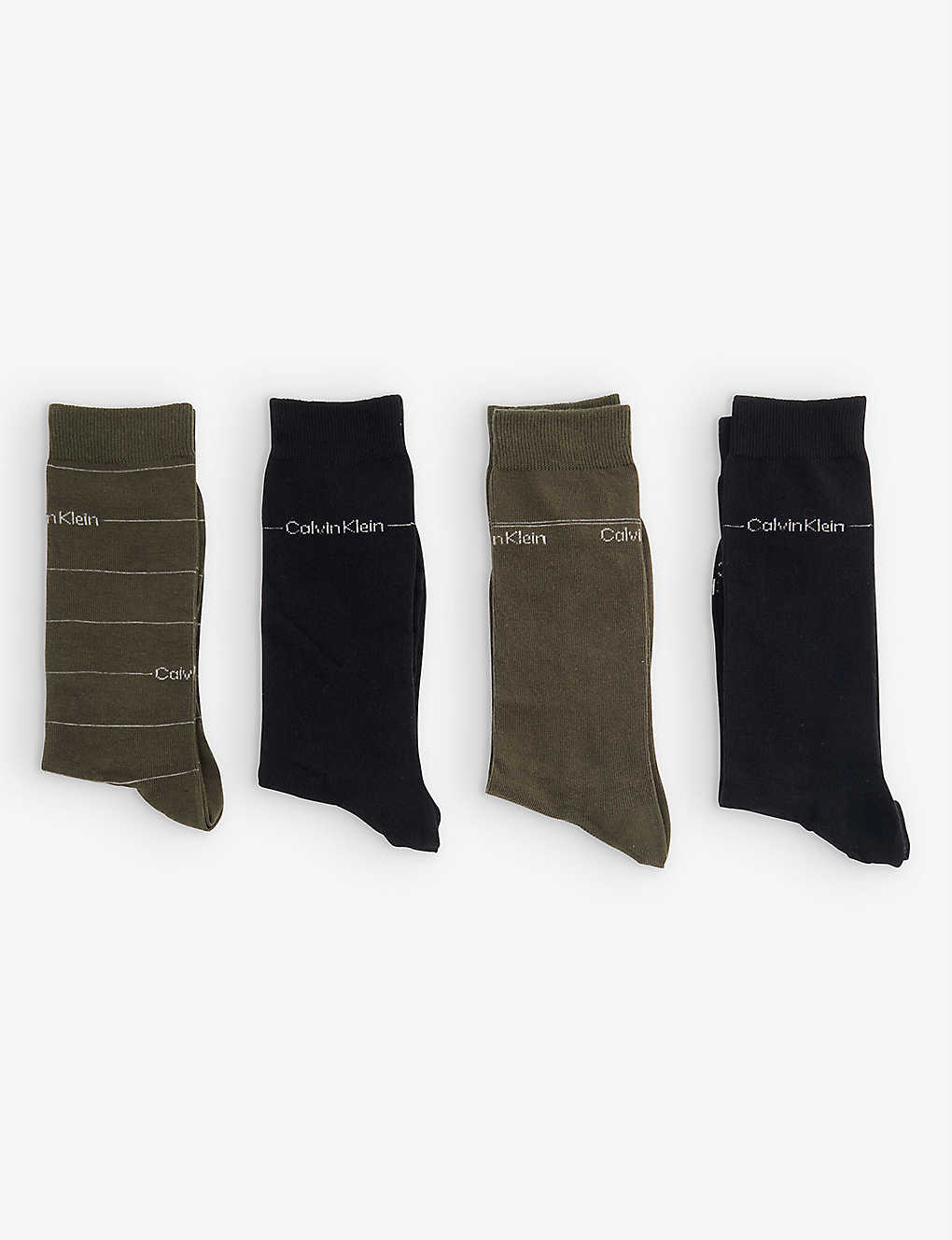 Calvin Klein 4 Pack Crew Socks Gift Set - Dark Olive Combo