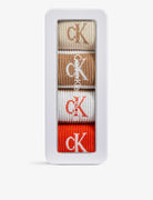 Calvin Klein 4 Pack Logo-Print Ribbed Crew Socks Gift Set - Brown Combo