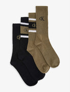 Calvin Klein 4 Pack Logo-Print Ribbed Crew Socks Gift Set - Olive Combo