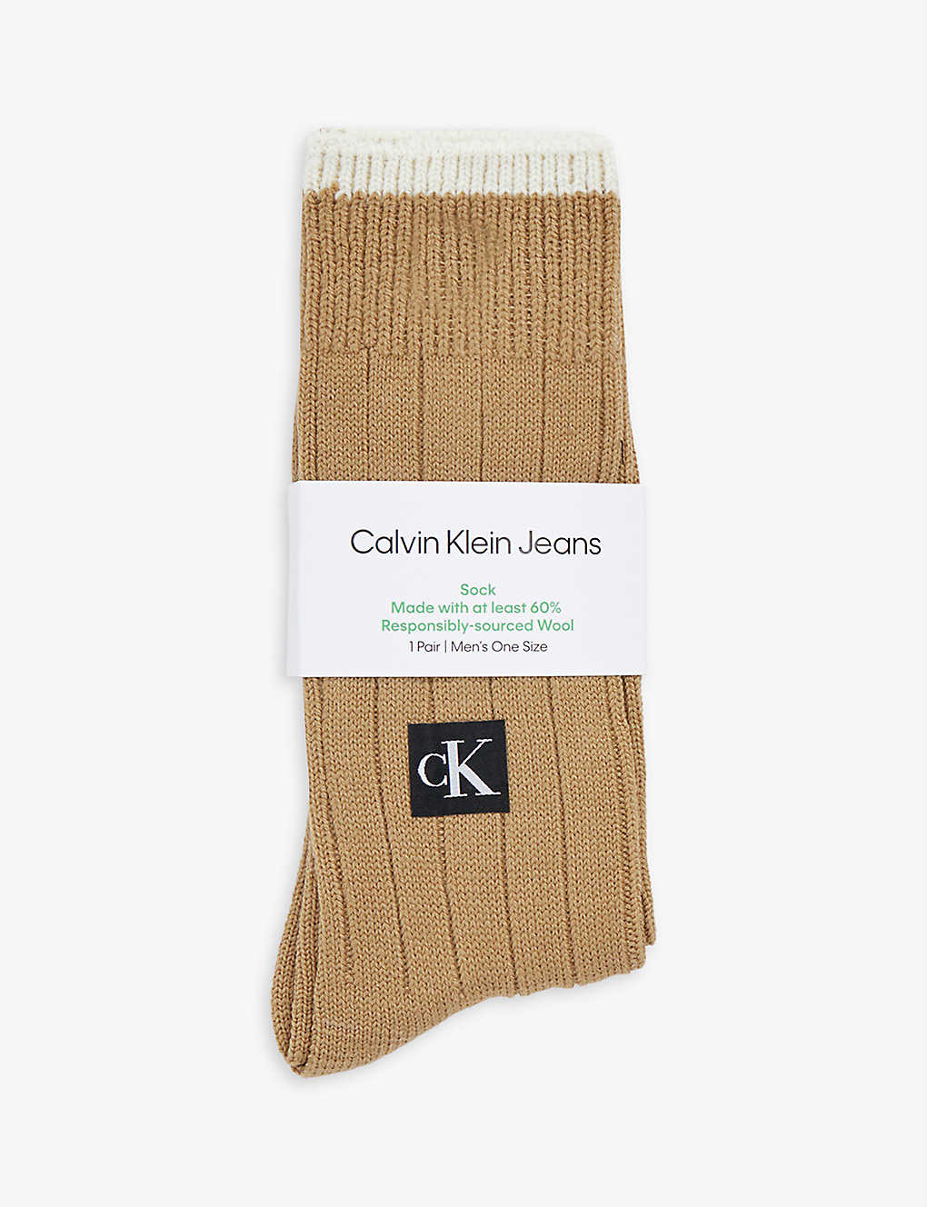 Calvin Klein Woolen Knitted Crew Socks - Camel