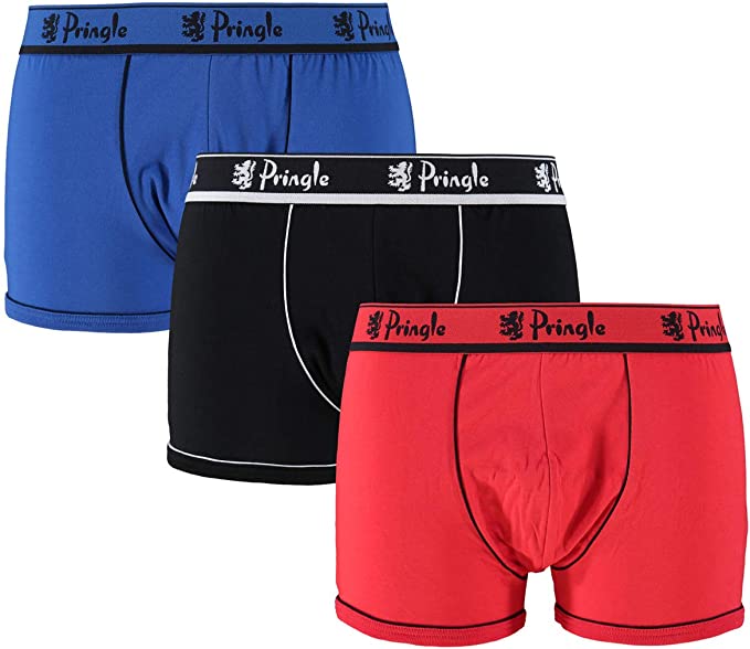 Pringle 3 Pack Cotton Stretch Men's Trunk - Red/Black/Blue