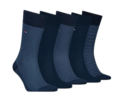 Tommy Hilfiger Men Socks 5 Pack Gift Box - Birds Eye (Navy)