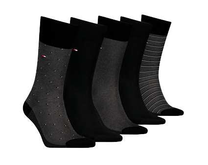 Tommy Hilfiger Men Socks 5 Pack Gift Box - Birds Eye (Black) – Trunks ...