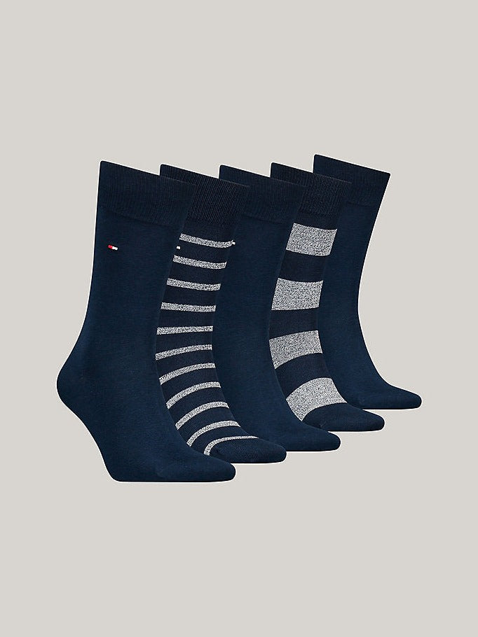 Tommy Hilfiger Men Socks 5 Pack Gift Box - Mouline Stripe (Navy)