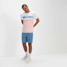 Ellesse Men's Blockadi Tee - White/Light Pink/Light Blue T-Shirt